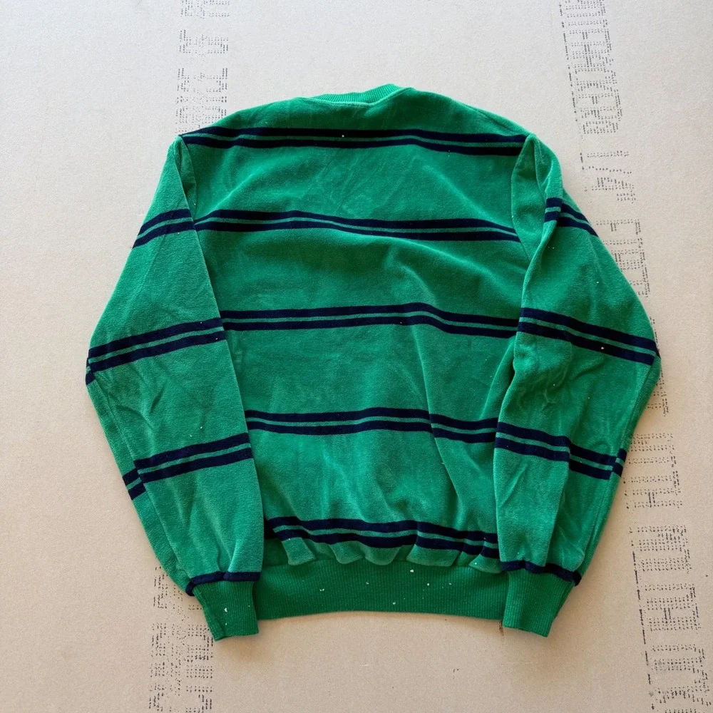 Vintage 70s 80s JCPenney Striped Velour V-Neck Sweatshirt